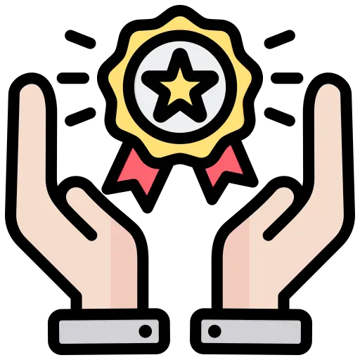 icono de manos sosteniendo una medalla